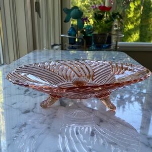 Anchor Hocking • Pink • Prismatic Cross Swirl • Footed Bowl